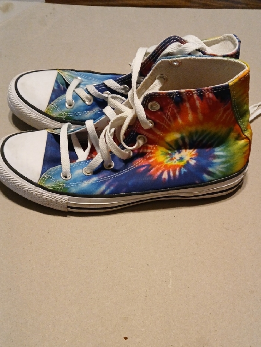 Converse Tie-Dye High-Top Sneakers in Blue, Yellow, Red, Green, Orange - Picture 2 of 3